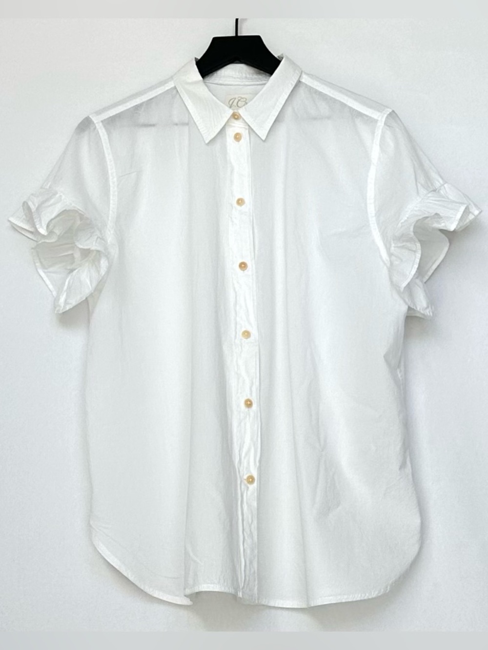 J.Crew White Classic Fit Lightweight Cotton Poplin Ruffle Sleeve Shirt | 16 - Picture 3 of 16